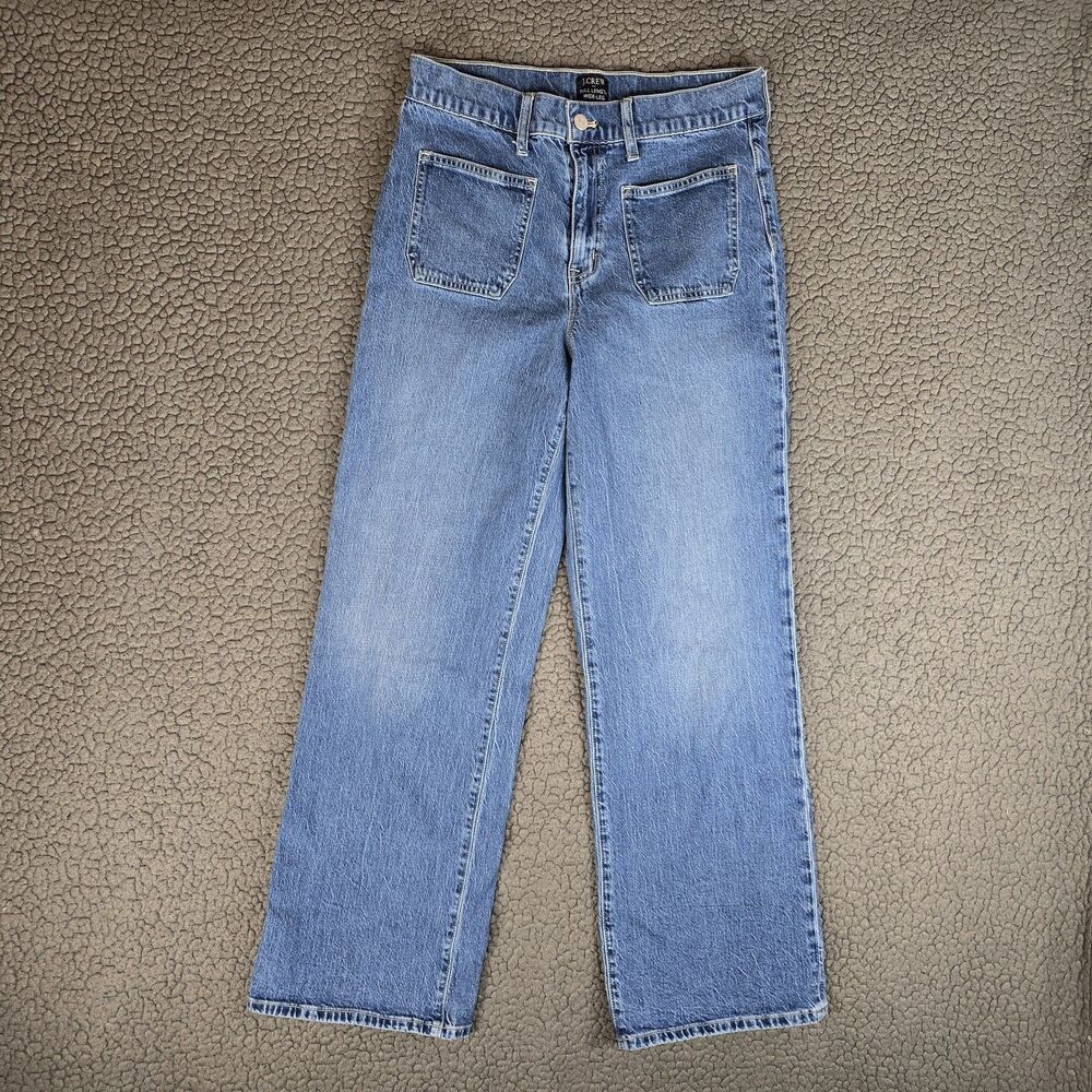 J Crew Jeans Womens 28 Blue Wide Leg Patch Pocket Full Length BY904 28x30
